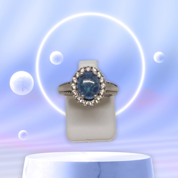 NEW Australian Boulder Opal Triplet & Zircon Halo Ring Size 5 - Picture 3 of 13